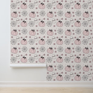 Pastel Pink Halloween Seamless Pattern Wallpaper