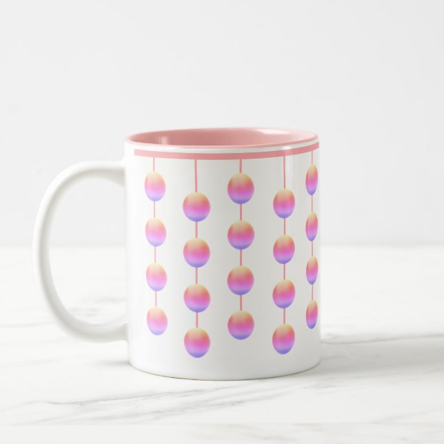 Pastel Pink Hanging Circles Two-Tone Coffee Mug (Left)