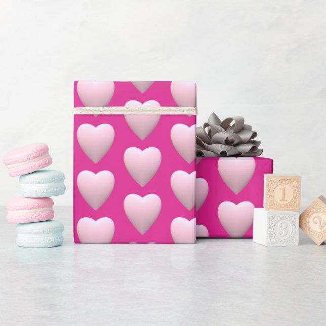 Pastel Pink Hearts Love Wrapping Paper (Baby Shower)