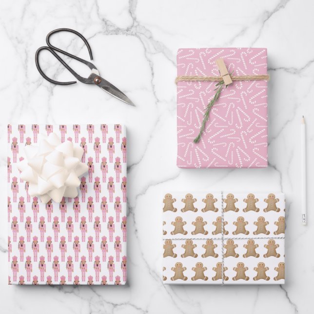 Pastel Pink Holidays Favourites Wrapping Paper Sheet (Front)