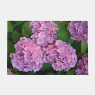 Pastel pink Hortensia hydrangea flowers  Doormat