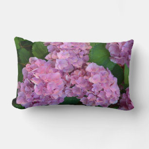 Pastel pink Hortensia hydrangea flowers   Lumbar Pillow