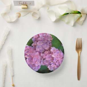 Pastel pink Hortensia hydrangea flowers Paper Plate