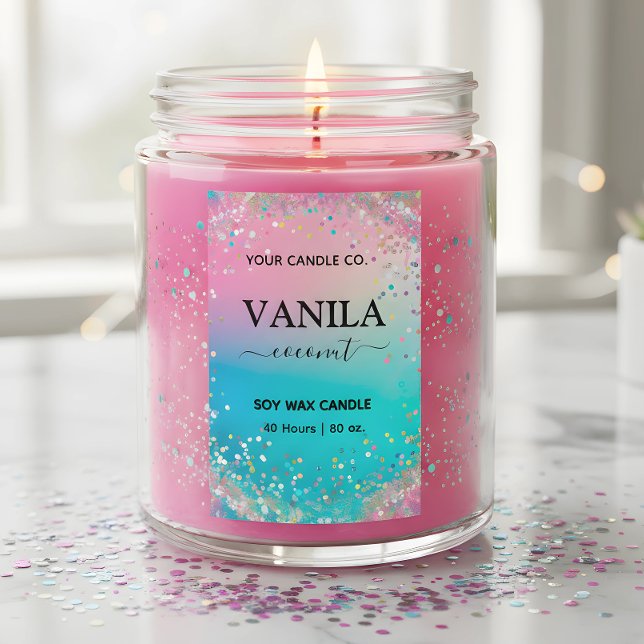 Pastel pink iridescenStyle Vertical Candle  Labels (Creator Uploaded)