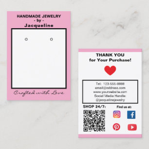 Pastel Pink Jewelry Earrings Social QR Code Business Card