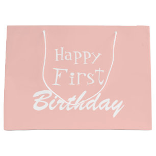 Pastel Pink Joyeux Premier Anniversaire Grand Sac 