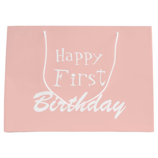 Pastel Pink Joyeux Premier Anniversaire Grand Sac  (Devant)