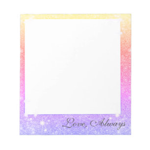 Pastel Pink Lavender Gold Glitter Sparkle Notepad