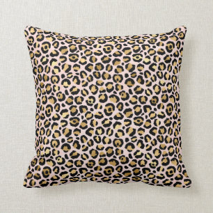 Pastel Pink Leopard Animal Print Pattern Throw Pillow