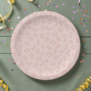 Pastel Pink Leopard Print Wild One Party Paper Plate