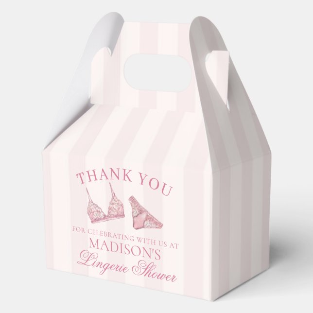 Pastel Pink Lingerie Shower Bachelorette Gable Favor Box (Front)