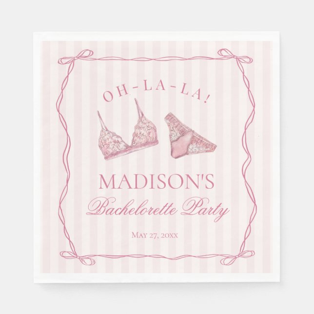 Pastel Pink Lingerie Shower Bachelorette Party Napkin (Front)