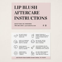 Pastel Pink Lip Blush Lip Tattoo Aftercare Card