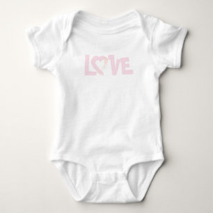 Pastel Pink Love Heart Baby Bodysuit