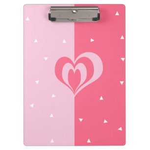 pastel pink love heart geometric triangles pattern clipboard