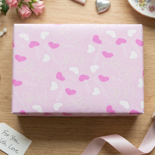Pastel Pink Love Hearts Wrapping Paper