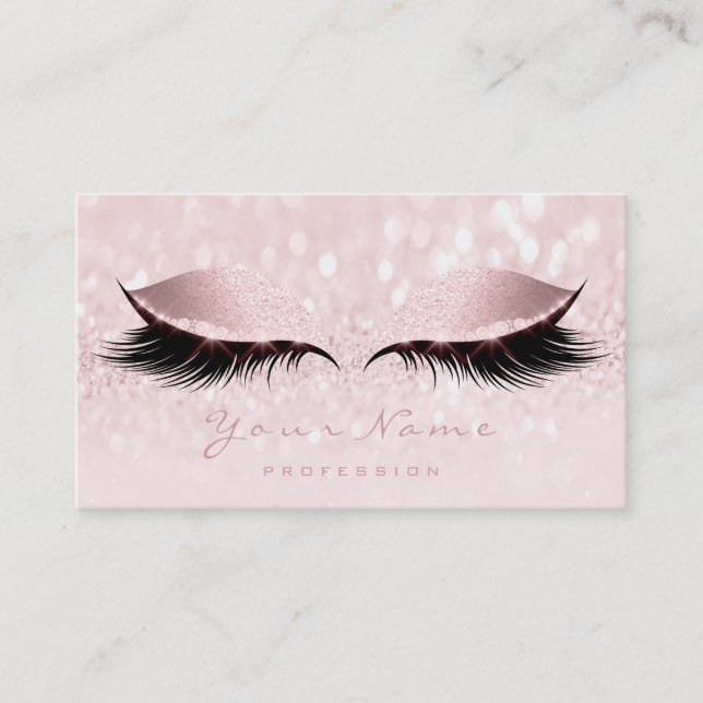 Pastel Pink Loyalty Card Makeup Artist Lashes 10 (Front)