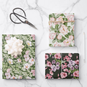 Pastel Pink Magnolia Rose Wrapping Paper Sheet