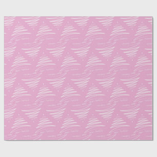 Pastel Pink Merry Christmas Tree Wrapping Paper