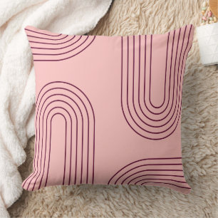 pastel pink mid century modern retro geometric   throw pillow