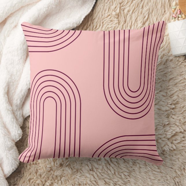 pastel pink mid century modern retro geometric   throw pillow (Blanket)