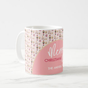 Pastel Pink Modern Christmas Pattern Coffee Mug
