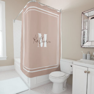 Pastel Pink Monogram Shower Curtain