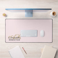 Pastel Pink Monogram Stylish Gold Black Minimalist