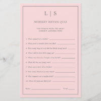 Pastel Pink Nursery Rhyme Quiz Baby Shower Game