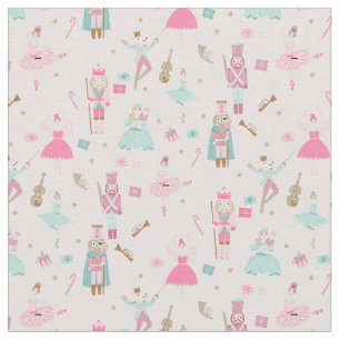 Pastel Pink Nutcracker Ballet Christmas Fabric