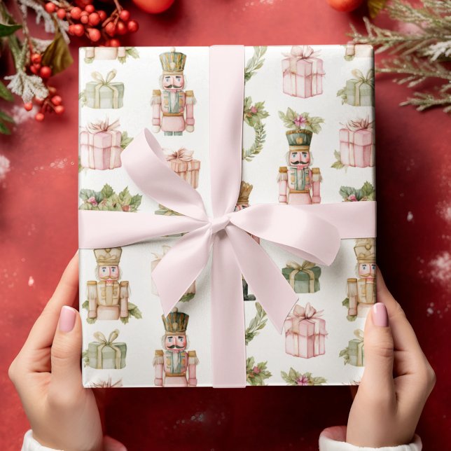 Pastel Pink Nutcracker Christmas Wrapping Paper (Creator Uploaded)