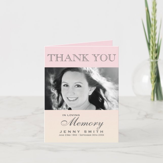 Pastel Pink Ombré Photo Sympathy Thank You (Front)
