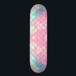 Pastel Pink Ombre Watercolor Mermaid Scales Skateboard<br><div class="desc">Channel your inner mermaid with this pastel ombre watercolor mermaid tail design with digital gold glitter effect.</div>