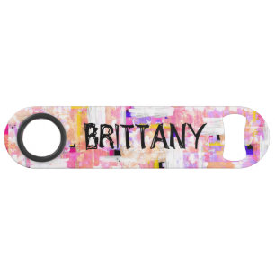 Pastel Pink, Orange, & Blue Watercolor Monogram Bar Key