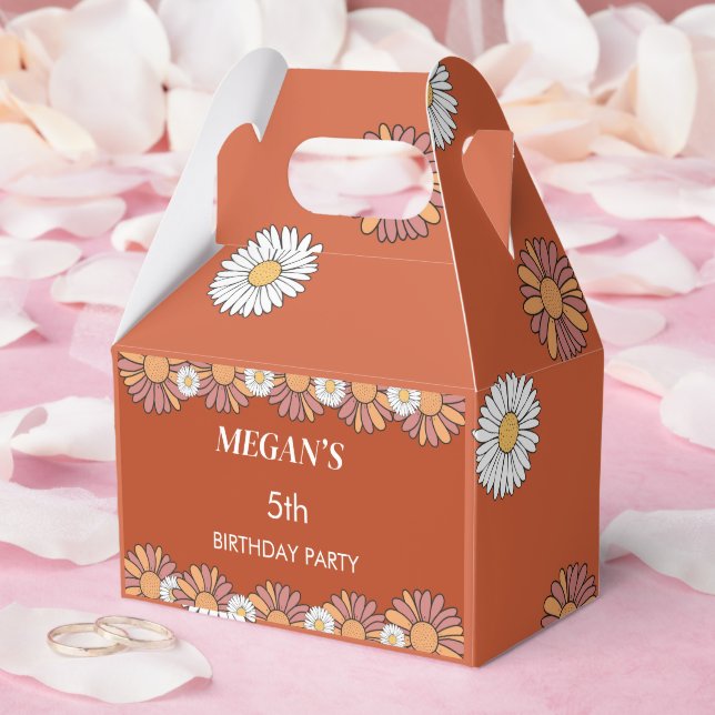 Pastel Pink & Orange Daisy floral Pattern Favor Box (Wedding)
