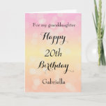 Pastel Pink Orange Yellow Bokeh 20th Birthday Card<br><div class="desc">A pretty pastel bokeh 20th birthday card for granddaughter, daughter, niece, etc. The front of this pretty yellow, orange and pink 20th birthday can be easily personalized with the birthday recipient's name. The inside card message can also be personalized. This would make a great birthday keepsake for her twentieth birthday....</div>