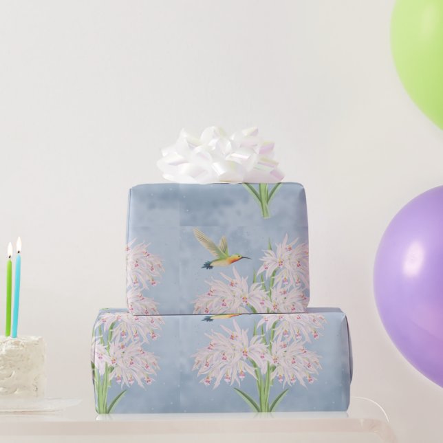 Pastel Pink Orchids Floral  Wrapping Paper (Party Gifts)