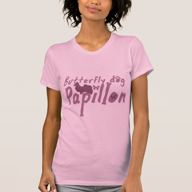 Pastel Pink Papillon Ladies T-Shirt (Front)