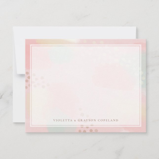 Pastel Pink Peach Abstract Art Thank You (Front)