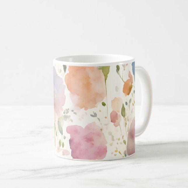 Pastel Pink Peach Lilac Wildflowers Florals By Ava Coffee Mug (Front Right)