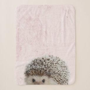 Pastel Pink Peekaboo Hedgehog Minimalist Nursery Sherpa Blanket