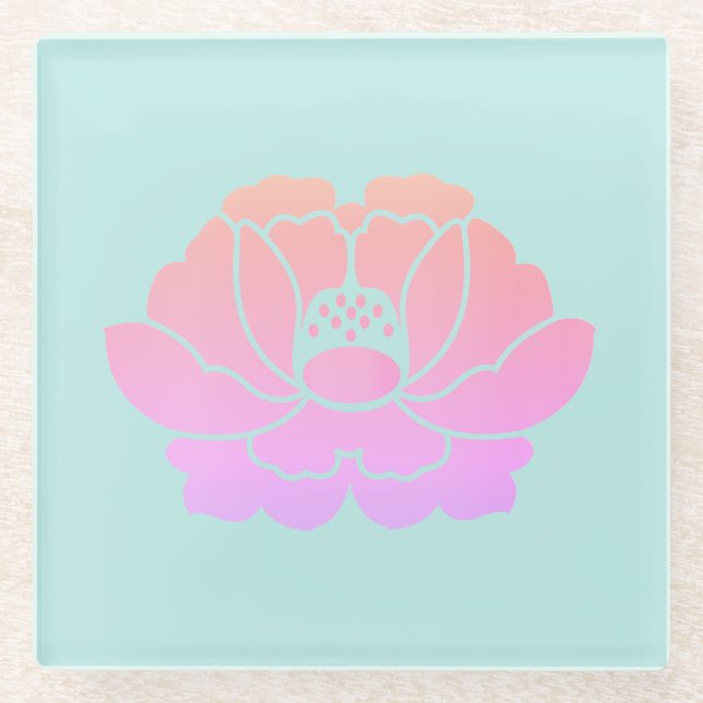 pastel pink peony glass coaster (Front)