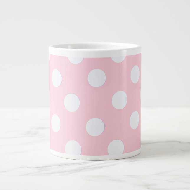Pastel Pink  polka dots   Large Coffee Mug (Front)