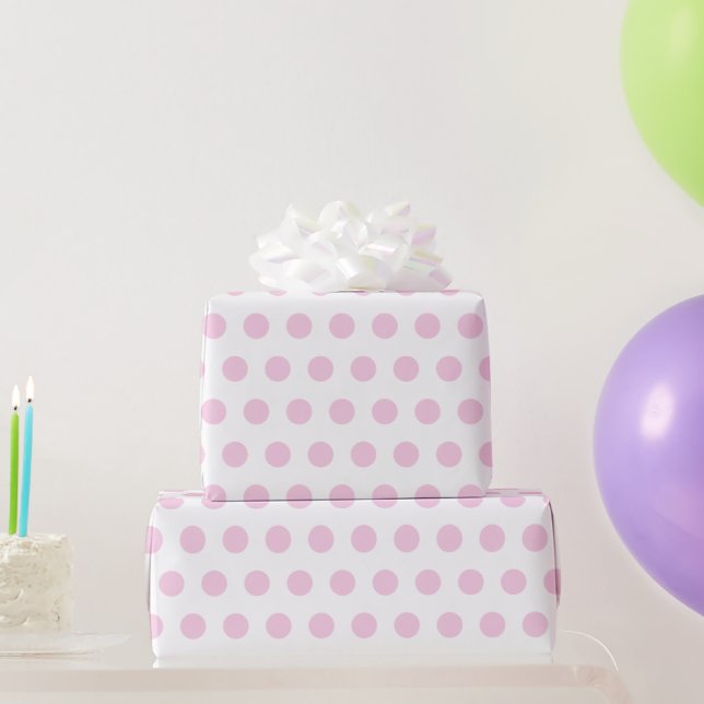 Pastel Pink Polka Dots Wrapping Paper (Party Gifts)