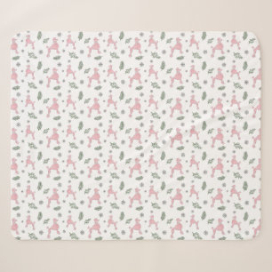 Pastel Pink Poodle Pattern Christmas Blanket Gift