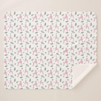 Pastel Pink Poodle Pattern Christmas Blanket Gift