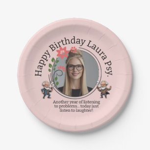 Pastel Pink Psychology Birthday Photo Frame Freud  Paper Plate