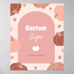 Pastel Pink Pumpkin First Birthday Custom SIgn