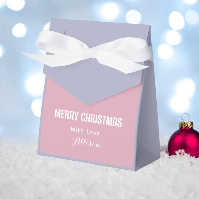 Pastel Pink, Purple and Blue Retro Merry Christmas Favor Box (Creator Uploaded)