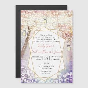 Pastel Pink Purple Blue Blush Fairytale Wedding Magnetic Invitation